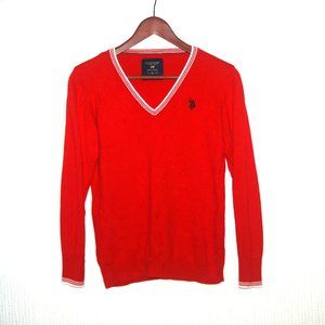U.S.POLO ASSN. Women Cotton V-Neck Long Sleeve Knit Sweater Size Medium